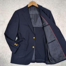 J.PRESS Blazer Jacket Wool Gold Button Navy Men Used Made in Japan