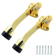 2 PCS 4 Inch KickDown Door Stopper Heavy Duty NonSlip Rubber Tip Gold