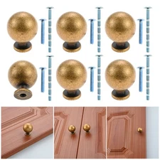 6 Pack Antique Brass Small Ball Knobs Door Handle Pulls for Shelves Shoe Cabinet
