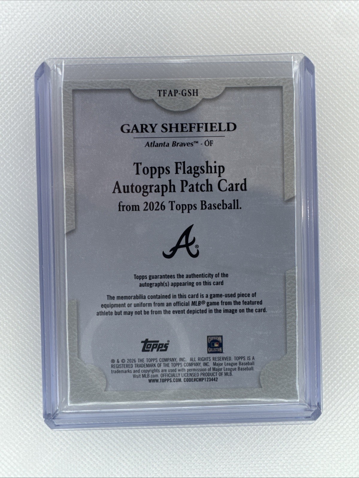 2026 Topps Gary Sheffield Flagship Auto Patch #TFAP-GSH /50 Braves TRI-COLOR view 2