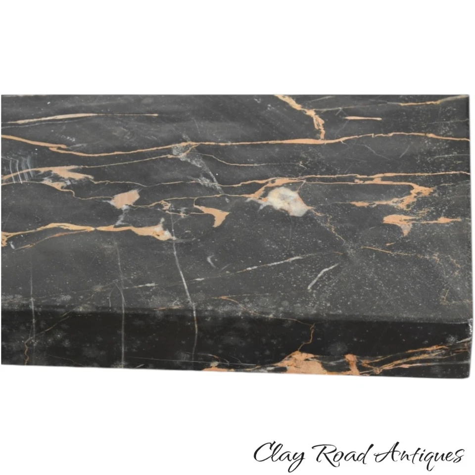 Antigua consola de roble pasillo mesa vestíbulo columnas estrechas tallado tapa de mármol victoriano Foto 2 de 4