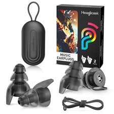 Silicone Concert Ear Plugs 2 Pairs Reusable High Fidelity Black