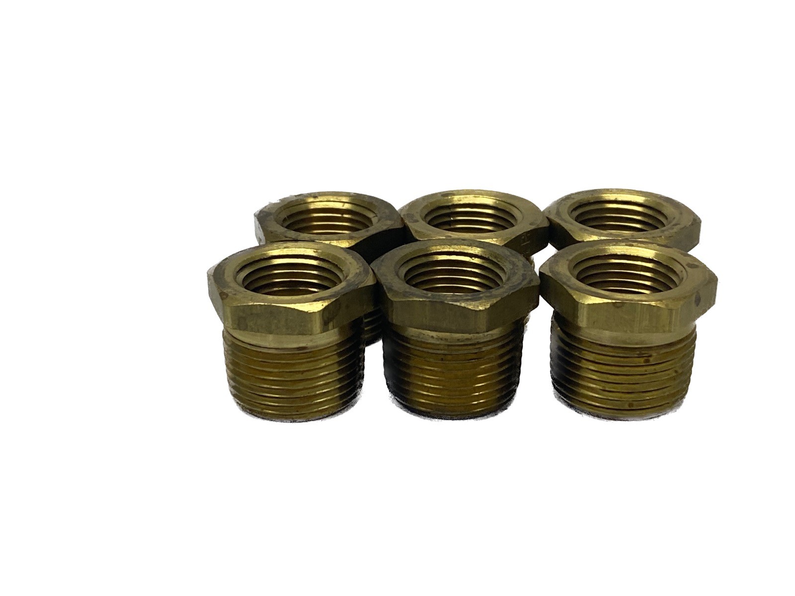 (6) NOS Parker 3/4” MNPT x 1/2” FNPT Brass Pipe Bushings 209P-12-8