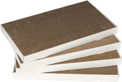 4 Pack Cat Scratchers Corrugated Cardboard Durable High-Density Scratch Pads Whi
