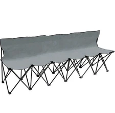 Trademark Innovations 6 Seater Folding Portable Bench Chair Gray Sport Camping