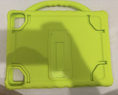 Green Rugged iPad Case 10 in Silicone/Gel/Rubber w Handle & Integrated Stand