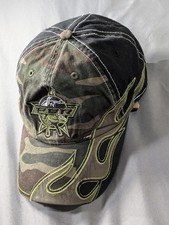 PBR Professional Bull Riders Hat Cap Strap Back Mens Flames Green Camo Rodeo