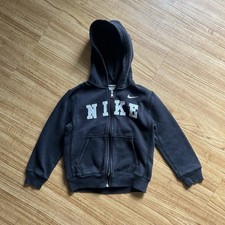 Nike Hoodie Kids Size 6 Black Full Zip Spellout Sweatshirt