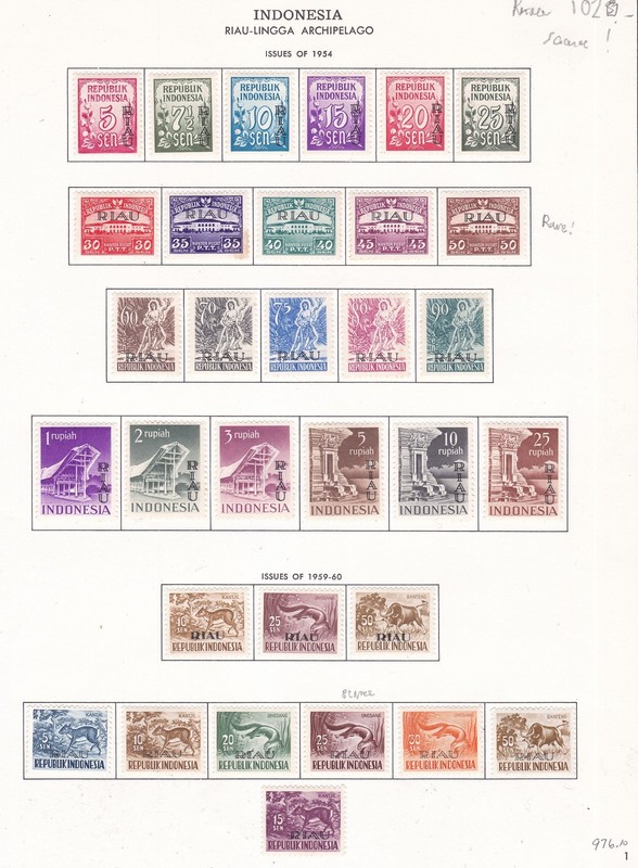 INDONESIA  (RIAU Archipelago)^^^1954 x2 SCARCE  hinged sets HCV @xrum1220indo200
