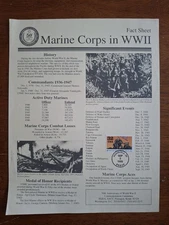 1995 World Warll WW2 1945 FDC FDC Scott 2981a on Marine Corps in WWII Fact Sheet
