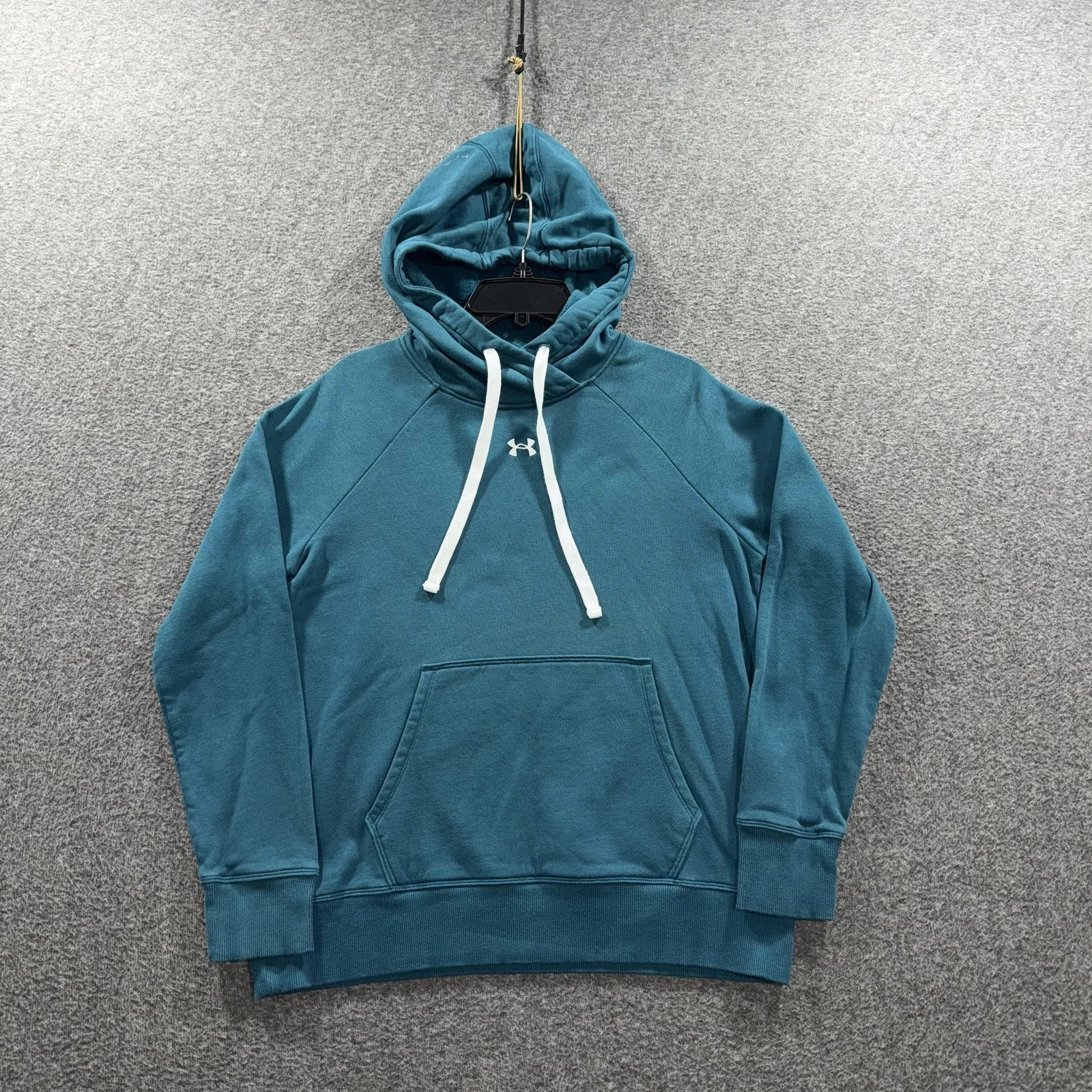 Under Armour Hoodie Womens Small Teal Rival Fleece Sweatshirt Kangaroo Pocket