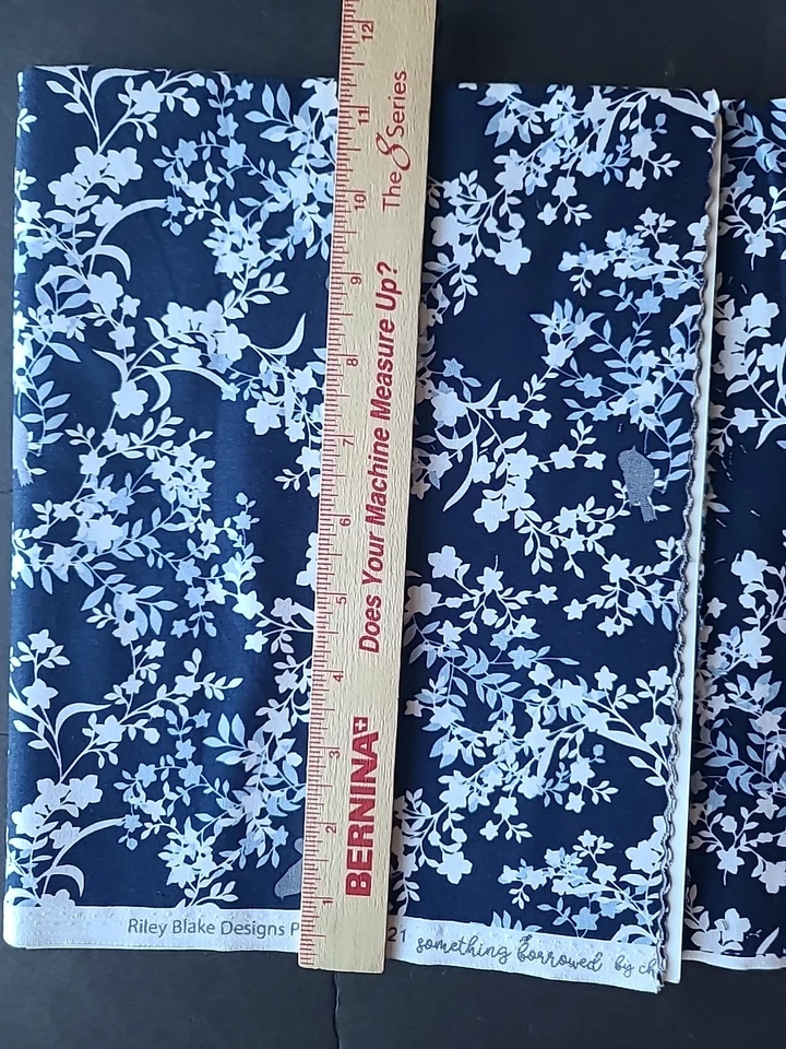Tela de algodón Riley Blake Designs flores azules algo prestado 1 3/8 yardas Foto 4 de 4