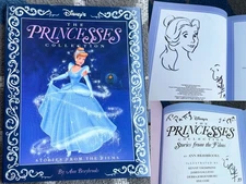 1993 Disney Princesses Book SIGNED & w/Belle SKETCH by KENNY THOMPKINS CEL