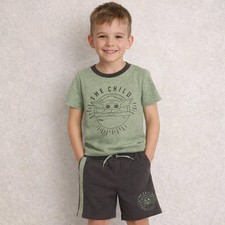 Baby Yoda The Child Boys T-Shirt  Shorts Outfit Set Star Wars Green Size 4T