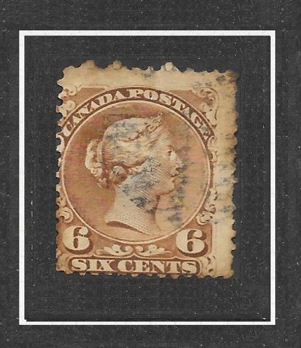 CANADA 1870 6c yellow brown perf 12 good used SG 59b