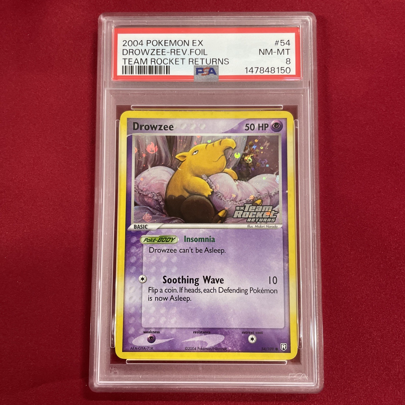 GRADED PSA 8 2004 Pokemon EX Drowzee-Rev. Foil Team Rocket Returns #54