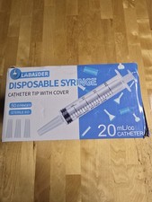 50 Pack 20mL Syringes with Catheter Tip and Cap Plastic Large Syringes Sterile