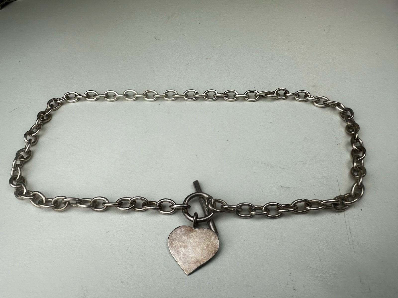 Solid Sterling Silver .925 Chain T-bar Link NECKL… - image 1