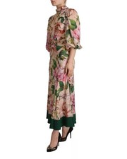 Preloved dolce & gabbana Floral Print Silk Midi Dress Women Pink Dresses