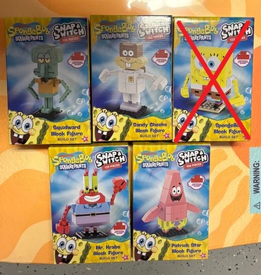 Snap & Switch Spongebob Block Figure Build - Patrick, Sandy, Krabs, Squidward