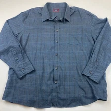 Untuckit Mens Ferraton Flannel Shirt Size XXXL Blue Glen check Plaid Button Up