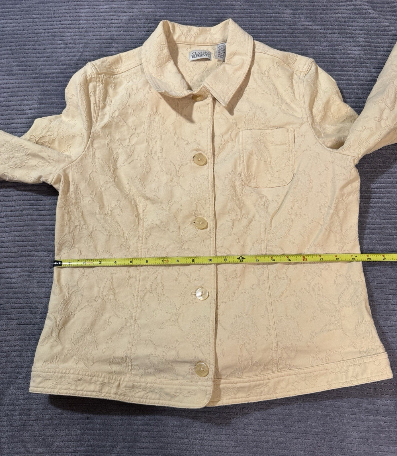 Vtg  Classic Elements Jacket Button Front Embosse… - image 3