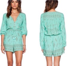 Spell Skull Tribe Playsuit Romper M Rare Teal Boho Festival Vanessa Hudgens