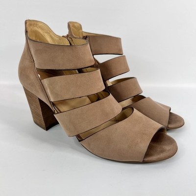 Paul Green Michelle Sandals US 8.5 UK 6 Tan Nubuck Strappy Leather Stacked Heels