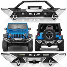 Front Rear Bumper Fit 2007-2018 Jeep Wrangler Jk Unlimited W Led Light D-rings
