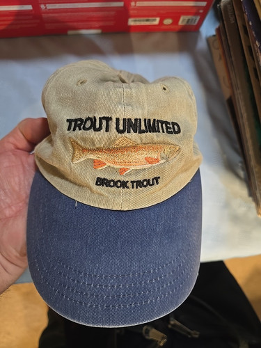 Trout Unlimited Hat Tan OSFA Adjustable Embroidered Brook Trout Vintage