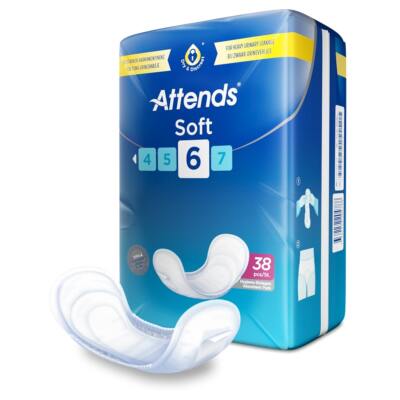 Attends Soft 6 Einlagen, diskret & saugfähig, 38er Pack, Inkontinenzgrad: stark
