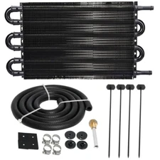 6 PASS 3/8 INCH 6AN HOSE LINE END AUTOMATIC ENGINE TRANS-MISSION OIL COOLER KIT