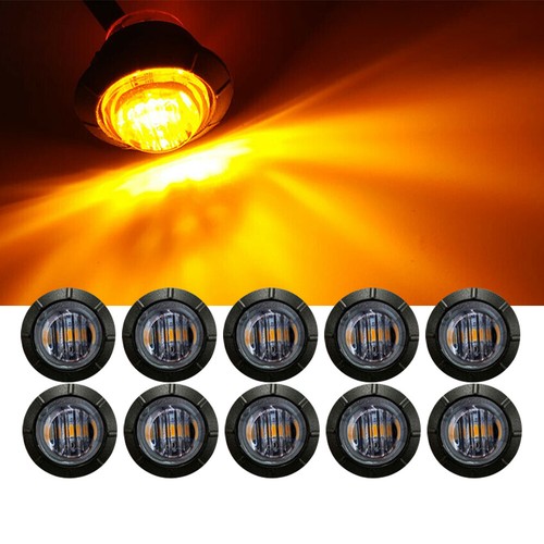 10x 3/4" 12V Marker Lights LED Truck Trailer Round Side Bullet Light Amber Lamps