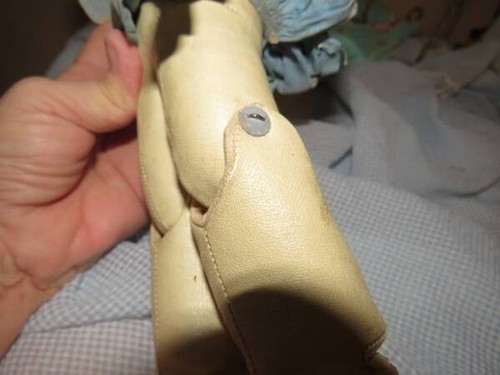 1800'S ANTIQUE TIN AND JOINTED LEATHER 17" TALL DOLL FOR REFURBISH - Picture 7 of 10
