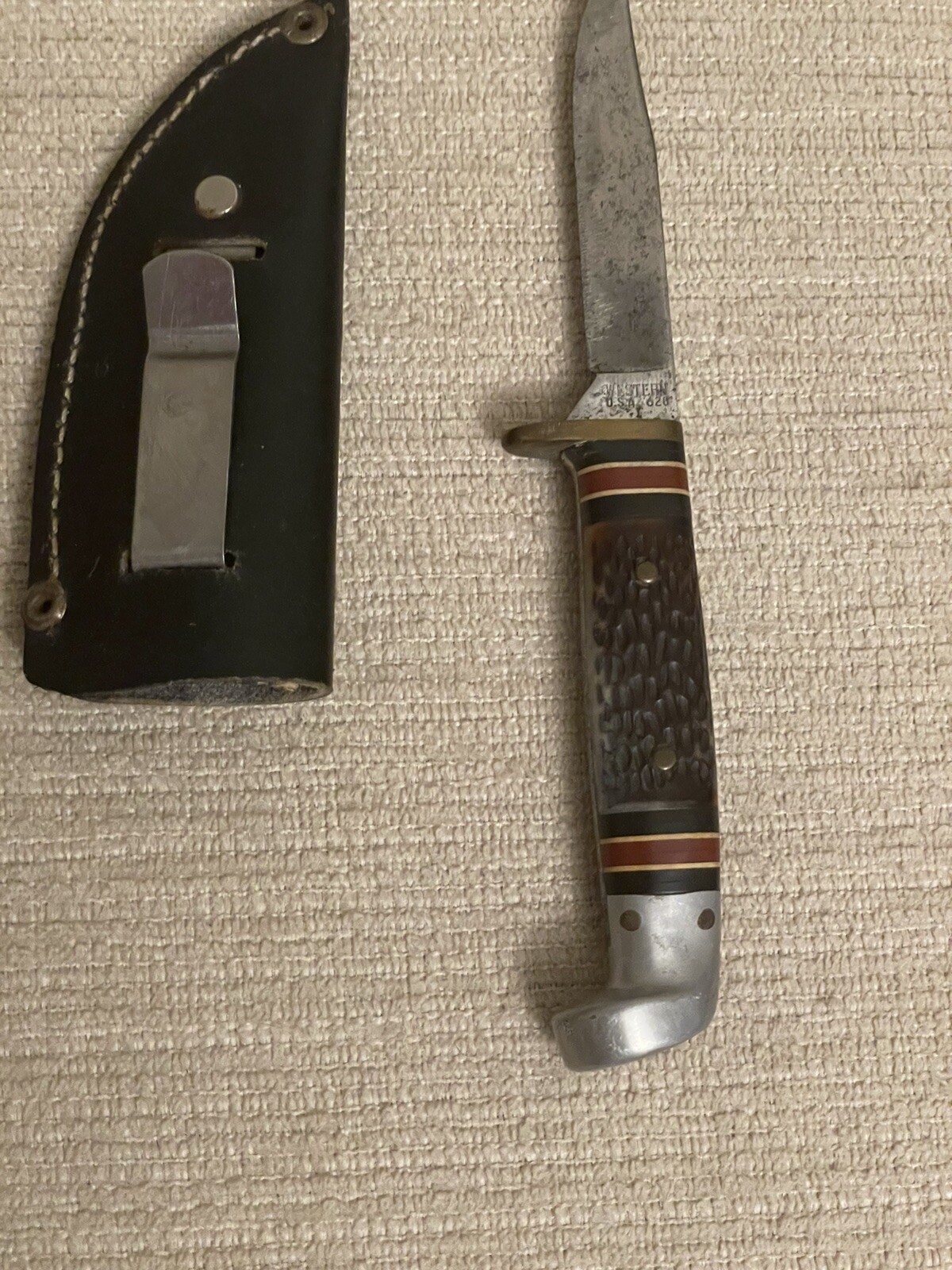 Vintage WESTERN USA Hunting Knife With Sheath 3” Blade 628 eBay