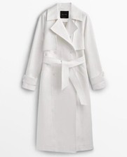 Massimo Dutti Off White Structured Oversized Trench Coat Size S