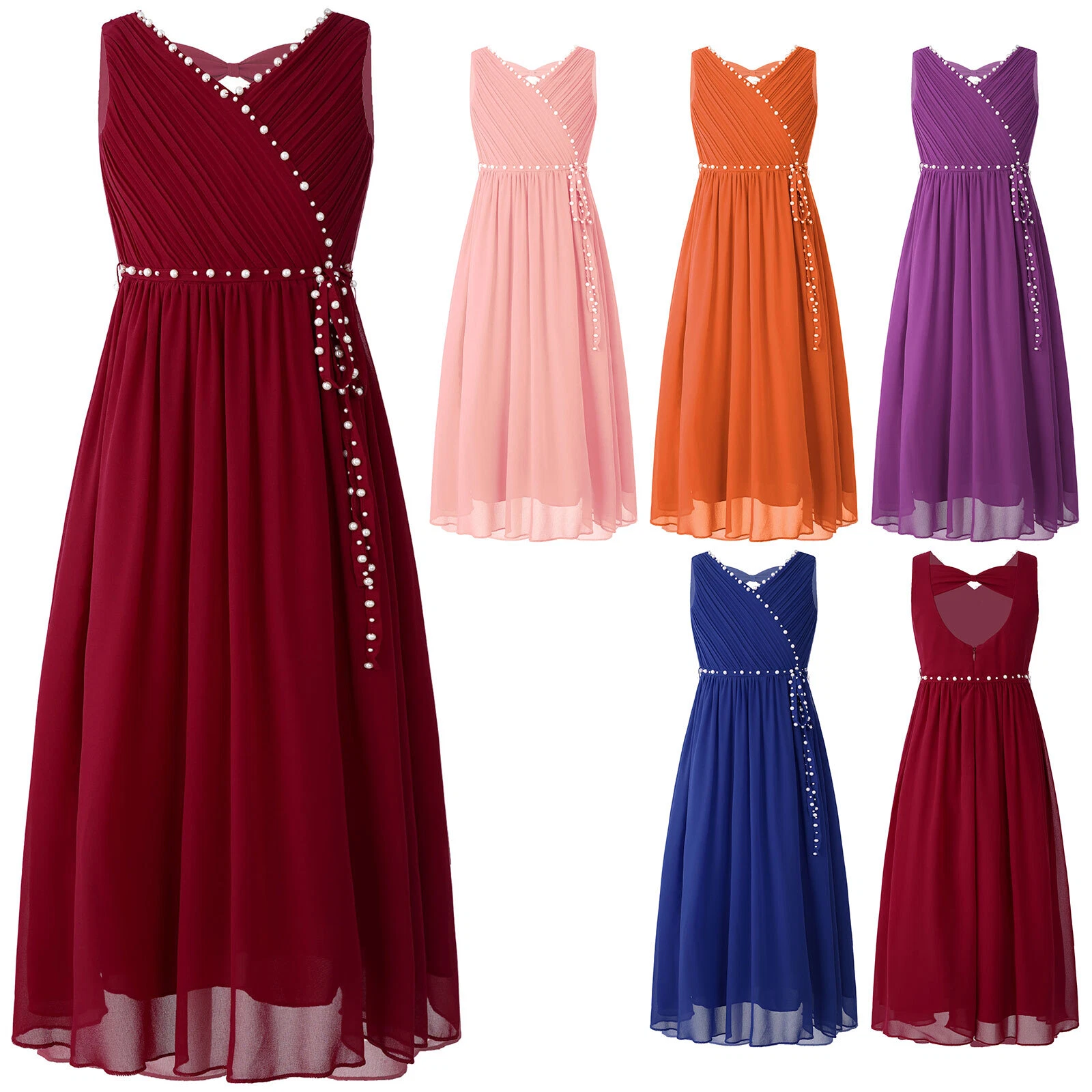 Flower Girls Elegant Dress V-Neck Chiffon Wedding Party Formal Evening Prom Gown
Opens in a new wind