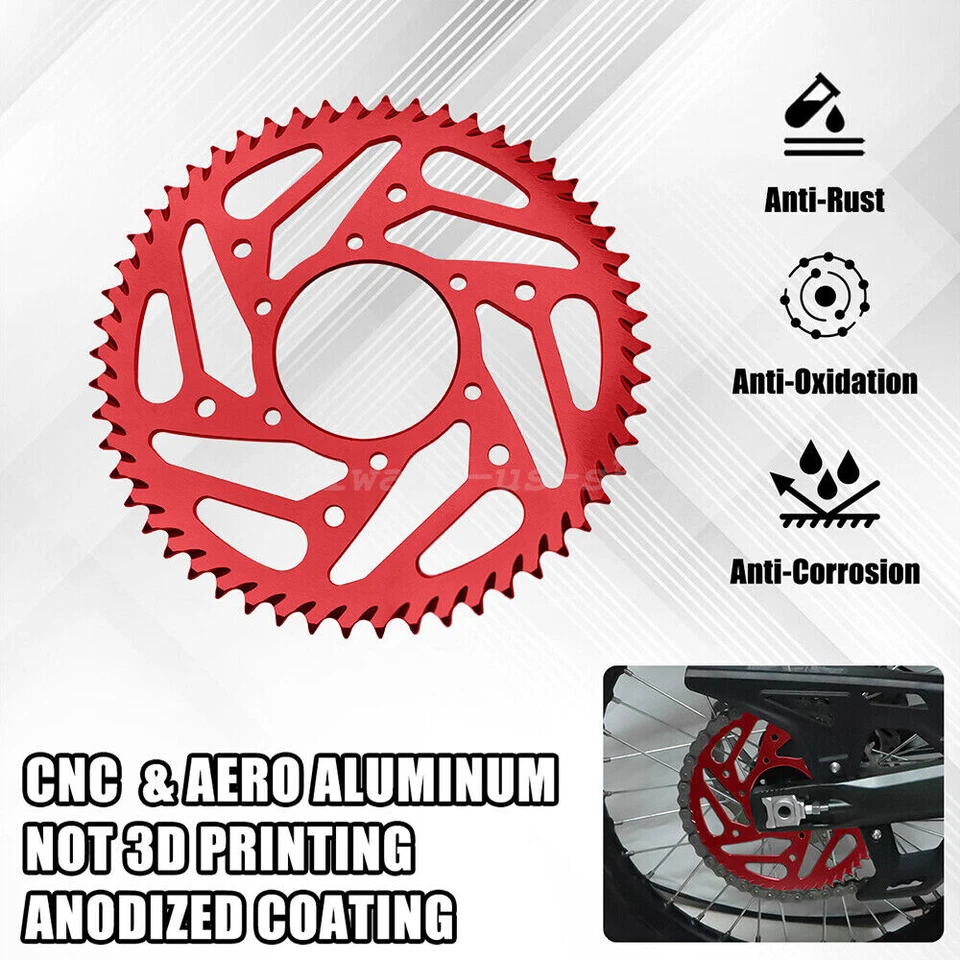 54T Motorcycle Chain Increase Racing Sprocket Aluminum Red For Sur-Ron Ultra Bee - Image 2 of 4