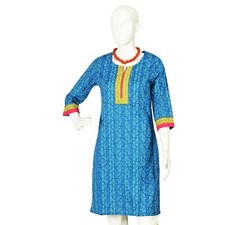 Srishti M-97cm 100 Cotton Kurta with Mughal Inspired Flower Design/FREE SHIP