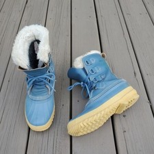 Vintage 90s y2k Sorel Manitou Blue Leather Waterproof Winter Snow Duck Boots 6