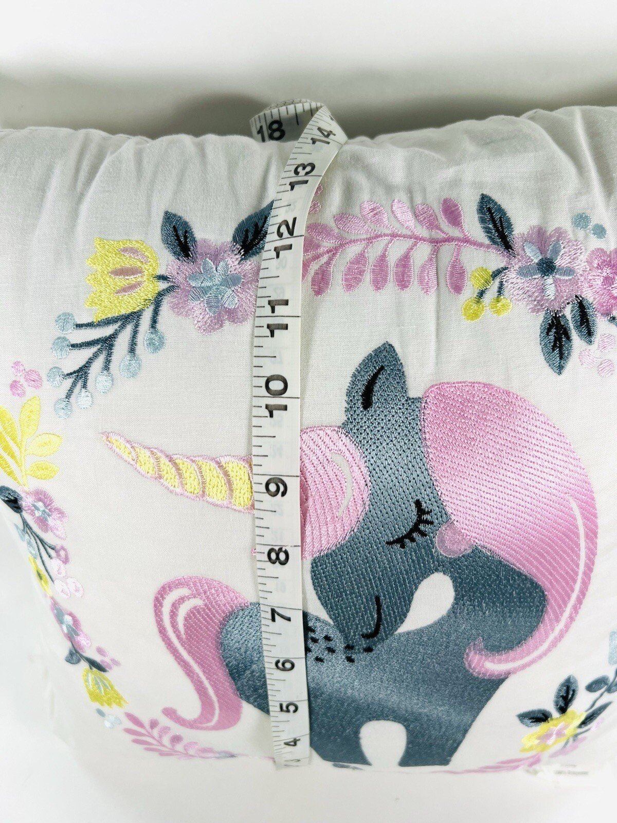 Urban Habitat Kids Child Girls Pink Gray Embroidered Unicorn Floral Pillow