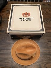 Vintage Stetson Sovereign Fedora Hat Brown Used With Box 6 7/8 Made In Canada