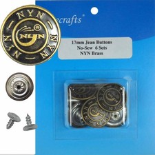 18 mm No-Sew Brass Replacement Jean Tack Buttons BCA176  6 CT.