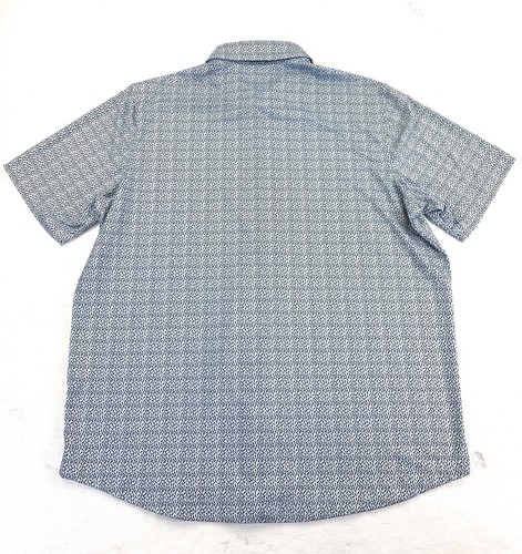 Johnston & Murphy Men's Performance Short Sleeve AOP Fish White Blue Shirt Large - Picture 5 of 9