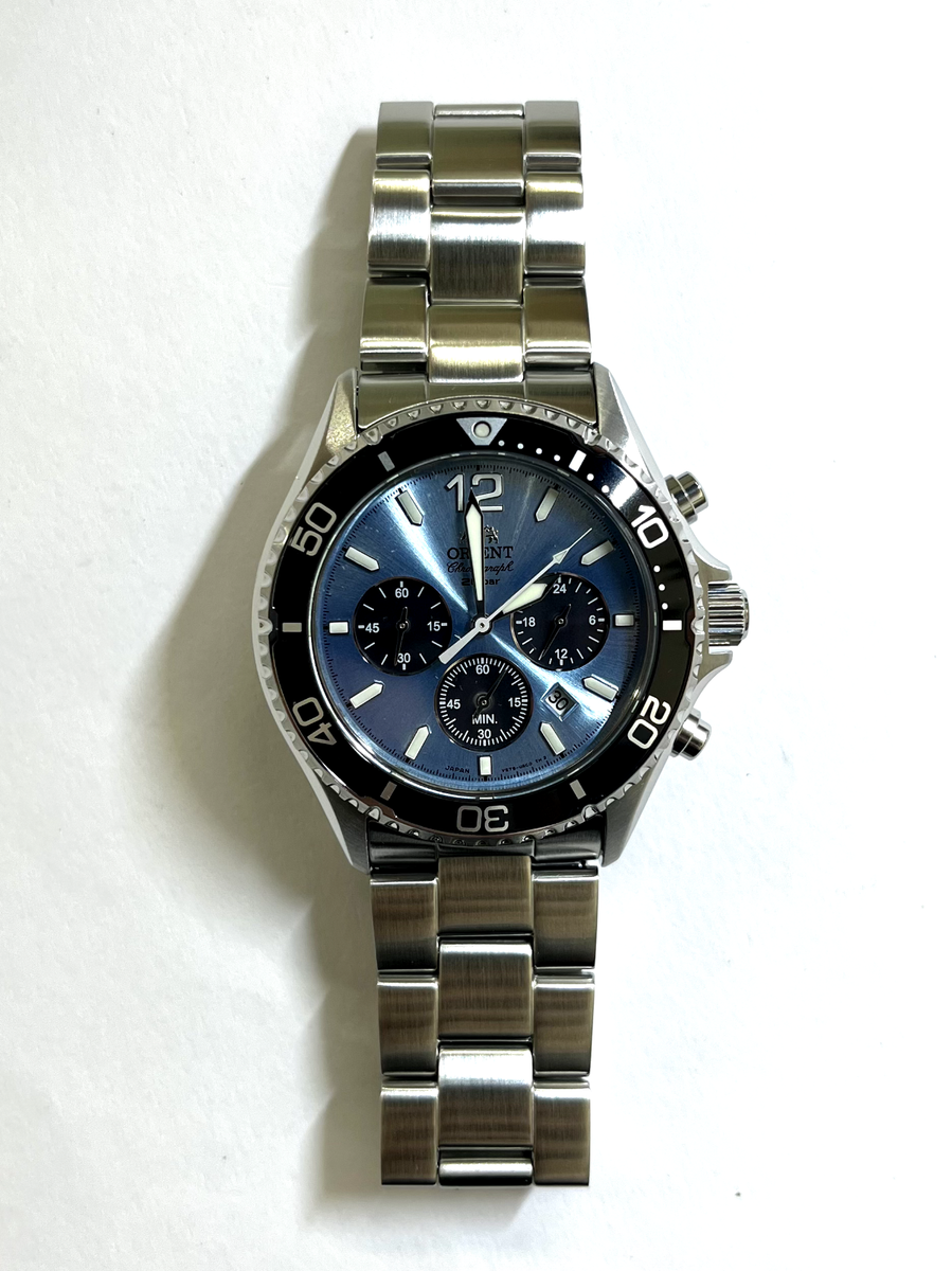 ORIENT Mako Sports RN-TX0206L Chronograph Solar Watch Sky Blue
