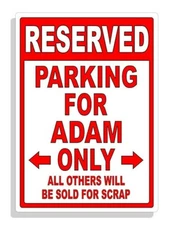 Personalized Parking Sign Wall Decal Metal Sign No Parking Customized Adam