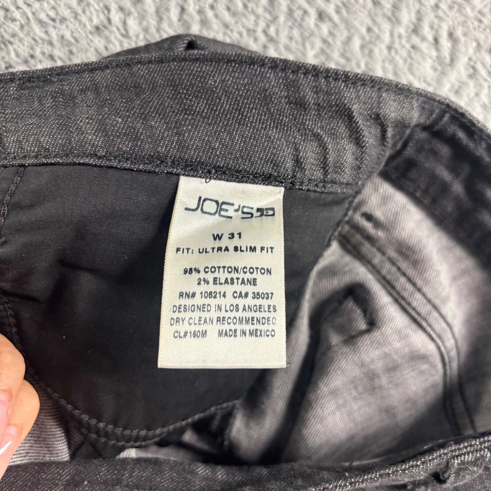 Joe’s Jeans Mens 34x34 Black Dark Wash Cotton Stretch Ultra Slim Fit - Image 3 of 4