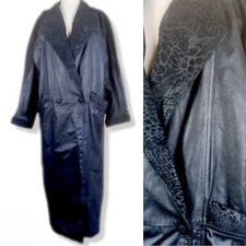 Vintage 90’s 100% Genuine Leather Black Longline Gothic Trench Coat M