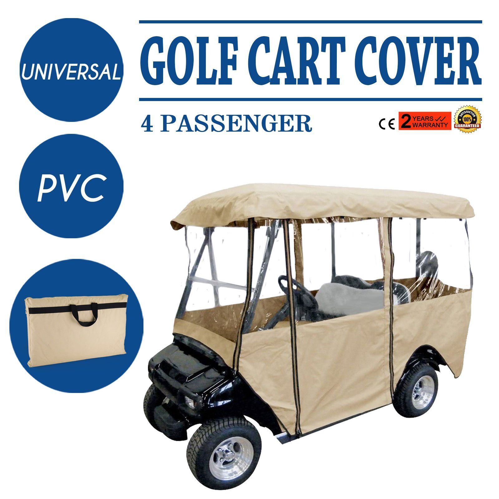 4-Person Golf Cart Enclosure 78.7x43.3x65 300D Waterproof Driving Cover