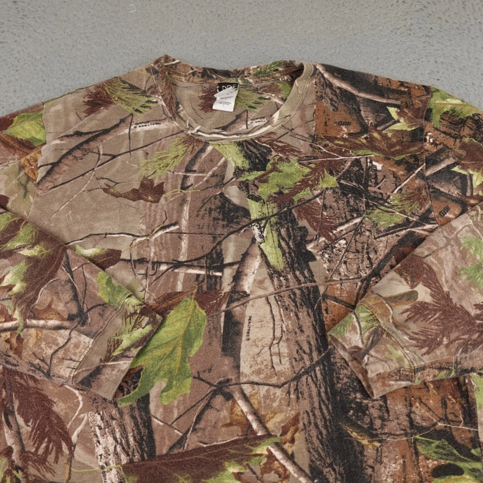 Code V Camo Shirt Mens Large Brown Green Woodland Camo Long Sleeve Hunting Y2K - Image 4 of 4